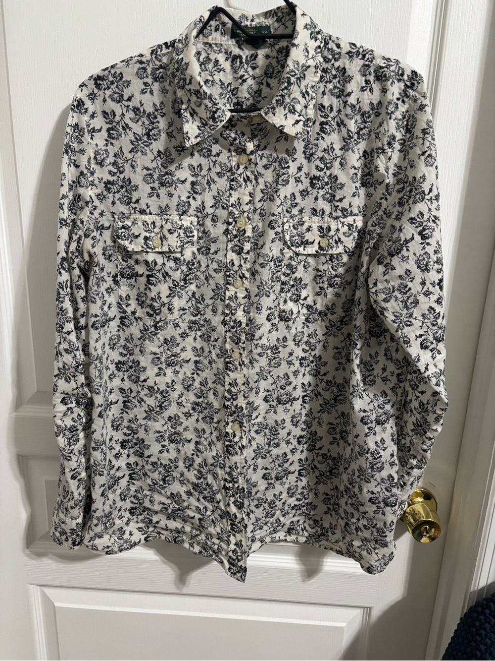 LAUREN JEANS CO. RALPH LAUREN White Floral Long Sleeve Top Shirt XL
